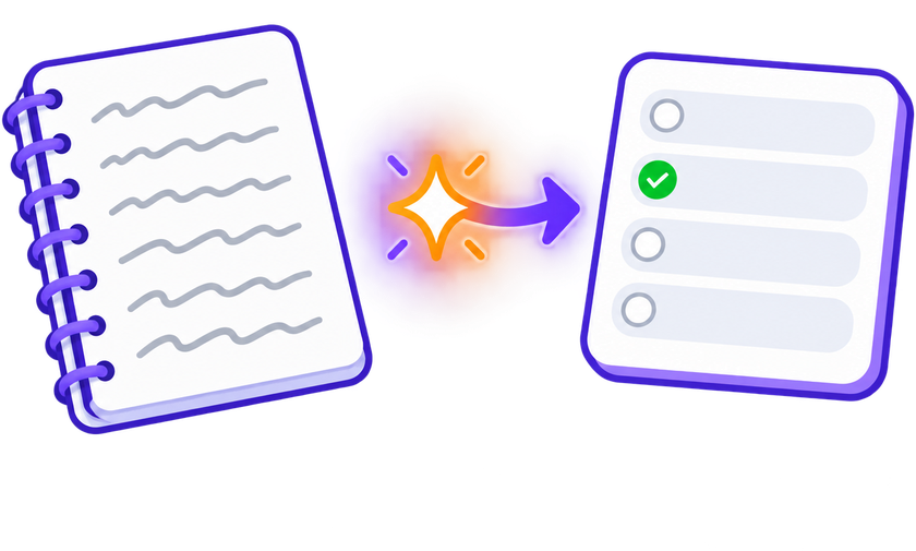 Notes turning into a quiz with AI